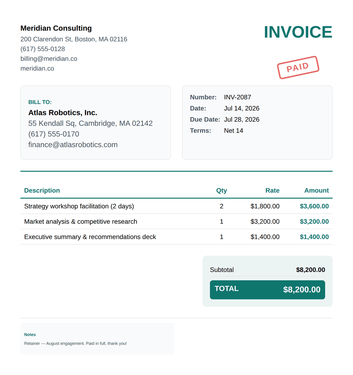 Business Color invoice template